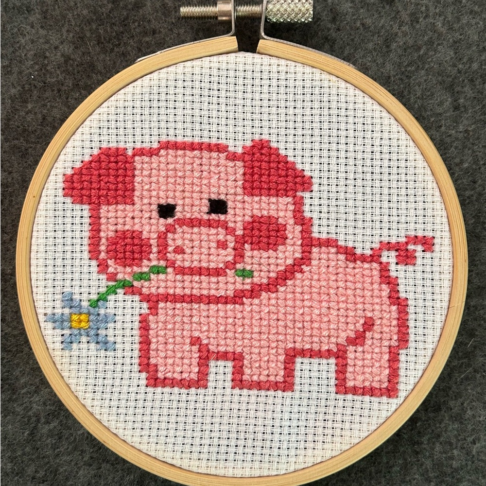 Pink Pig Cross Stitch